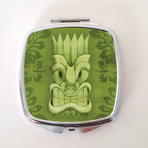 Inkabilly Tiki Compact Mirror Red, Green, Brown & Blue