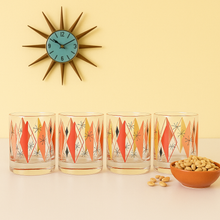 Load image into Gallery viewer, Mid Century Atomic Diamond Old Fashioned Rocks Cocktail Glass
