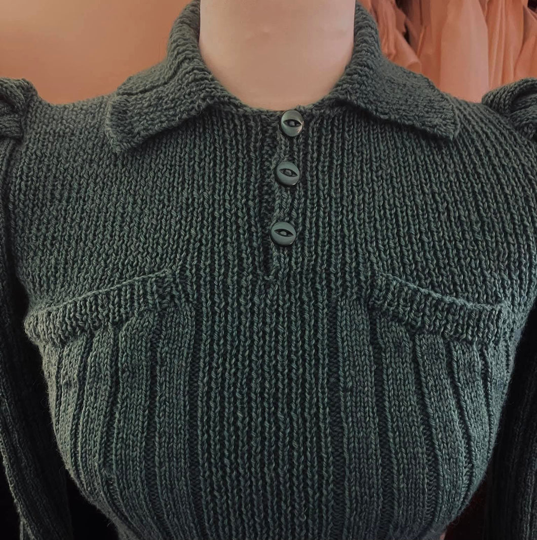 Beautiful Ladies Sweater Hand Knitted From An Original 1940s Pattern