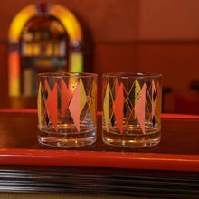 Load image into Gallery viewer, Mid Century Atomic Diamond Old Fashioned Rocks Cocktail Glass
