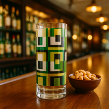 Load image into Gallery viewer, Green Mid Century Square Collins Highball Cocktail Glass
