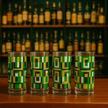 Load image into Gallery viewer, Green Mid Century Square Collins Highball Cocktail Glass
