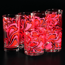 Load image into Gallery viewer, Atomic Drinkware Groovy Pink Hearts Old Fashioned Rocks Cocktail Glass

