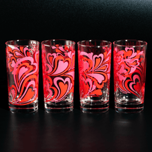 Load image into Gallery viewer, Atomic Drinkware Groovy Pink Hearts Collins Highball Cocktail Glass
