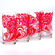 Load image into Gallery viewer, Atomic Drinkware Groovy Pink Hearts Collins Highball Cocktail Glass
