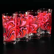 Load image into Gallery viewer, Atomic Drinkware Groovy Pink Hearts Collins Highball Cocktail Glass
