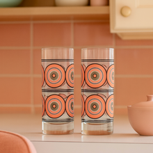 Load image into Gallery viewer, Pink Mid Century Circles Collins Highball Cocktail Glass
