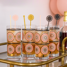 Load image into Gallery viewer, Pink Mid Century Circles Collins Highball Cocktail Glass
