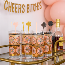 Load image into Gallery viewer, Pink Mid Century Circles Collins Highball Cocktail Glass
