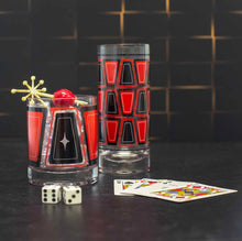 Load image into Gallery viewer, Black &amp; Red Retro Blocks Collins Highball Cocktail Glass
