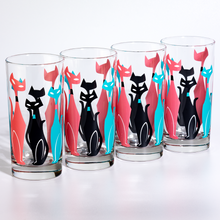 Load image into Gallery viewer, Atomic Drinkware &amp; Scooter Purrrfectly Pink Sexton Cats Collins Highball Cocktail Glass
