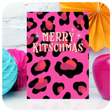 Load image into Gallery viewer, Merry Kitschmas Pink Leopard Print Greetings Card
