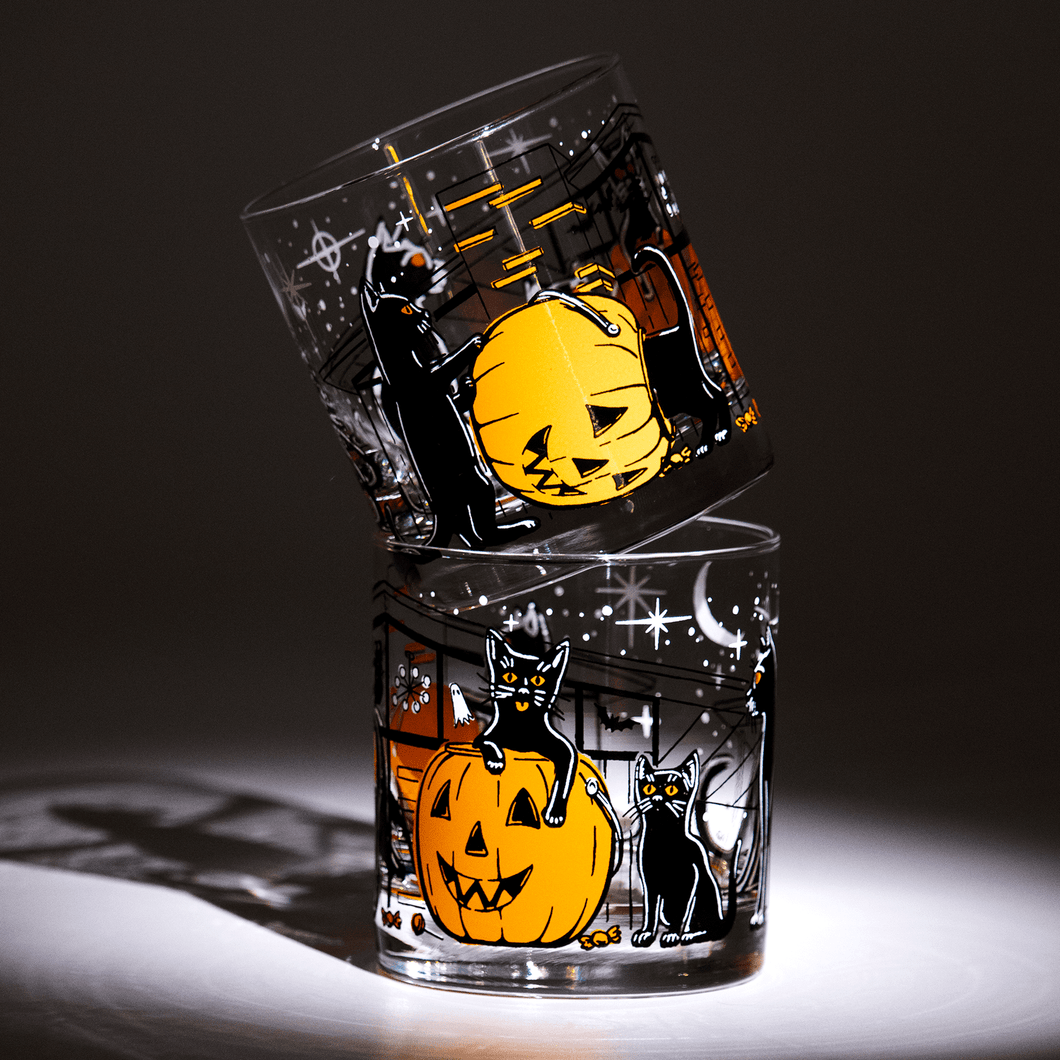 Atomic Drinkware Pumpkin Prowlers Old Fashioned Rocks Cocktail Glass