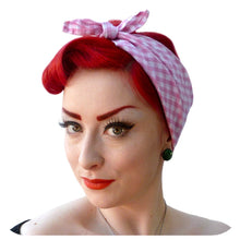 Load image into Gallery viewer, Inkabilly Gingham Bandana In Red, Black, Pink &amp; Lt Blue
