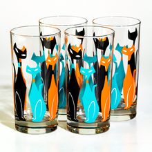 Load image into Gallery viewer, Atomic Drinkware &amp; Scooter Sexton Cats Collins Highball Cocktail Glass
