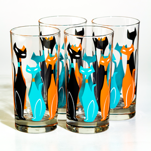 Atomic Drinkware & Scooter Sexton Cats Collins Highball Cocktail Glass