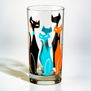 Atomic Drinkware & Scooter Sexton Cats Collins Highball Cocktail Glass