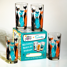 Load image into Gallery viewer, Atomic Drinkware &amp; Scooter Sexton Cats Collins Highball Cocktail Glass
