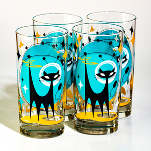 Atomic Drinkware & Scooter Atomic Space Cat Collins Highball Cocktail Glass