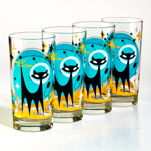 Load image into Gallery viewer, Atomic Drinkware &amp; Scooter Atomic Space Cat Collins Highball Cocktail Glass
