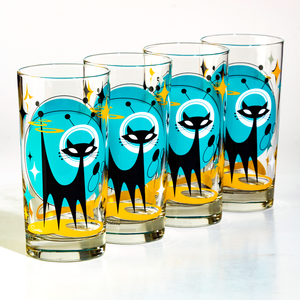 Atomic Drinkware & Scooter Atomic Space Cat Collins Highball Cocktail Glass