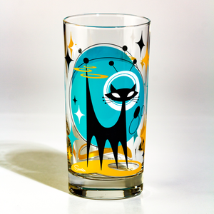 Atomic Drinkware & Scooter Atomic Space Cat Collins Highball Cocktail Glass