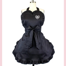 Load image into Gallery viewer, Black 50s Style Ruffle Apron.
