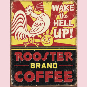 Rooster Brand Coffee Large Metal Sign
