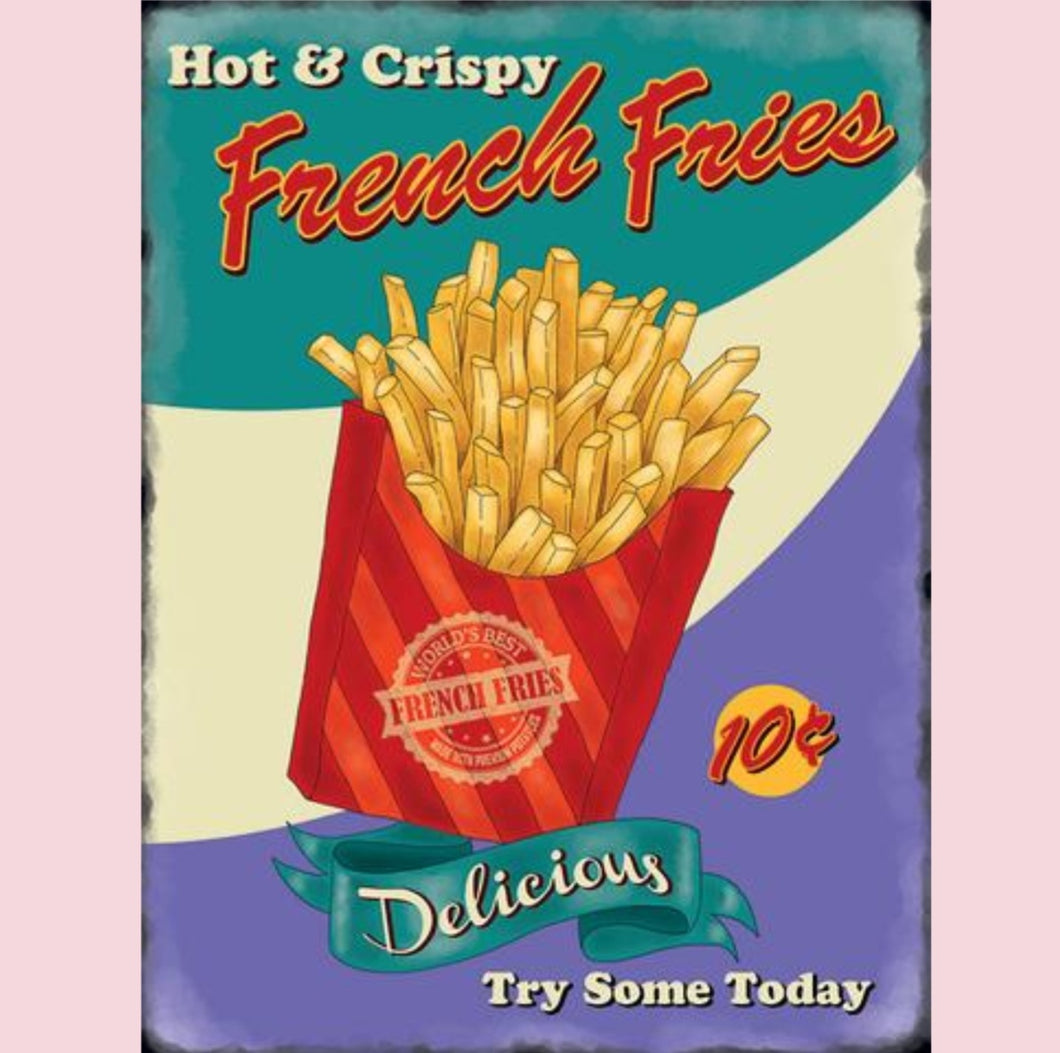 French Fries Large Metal Sign