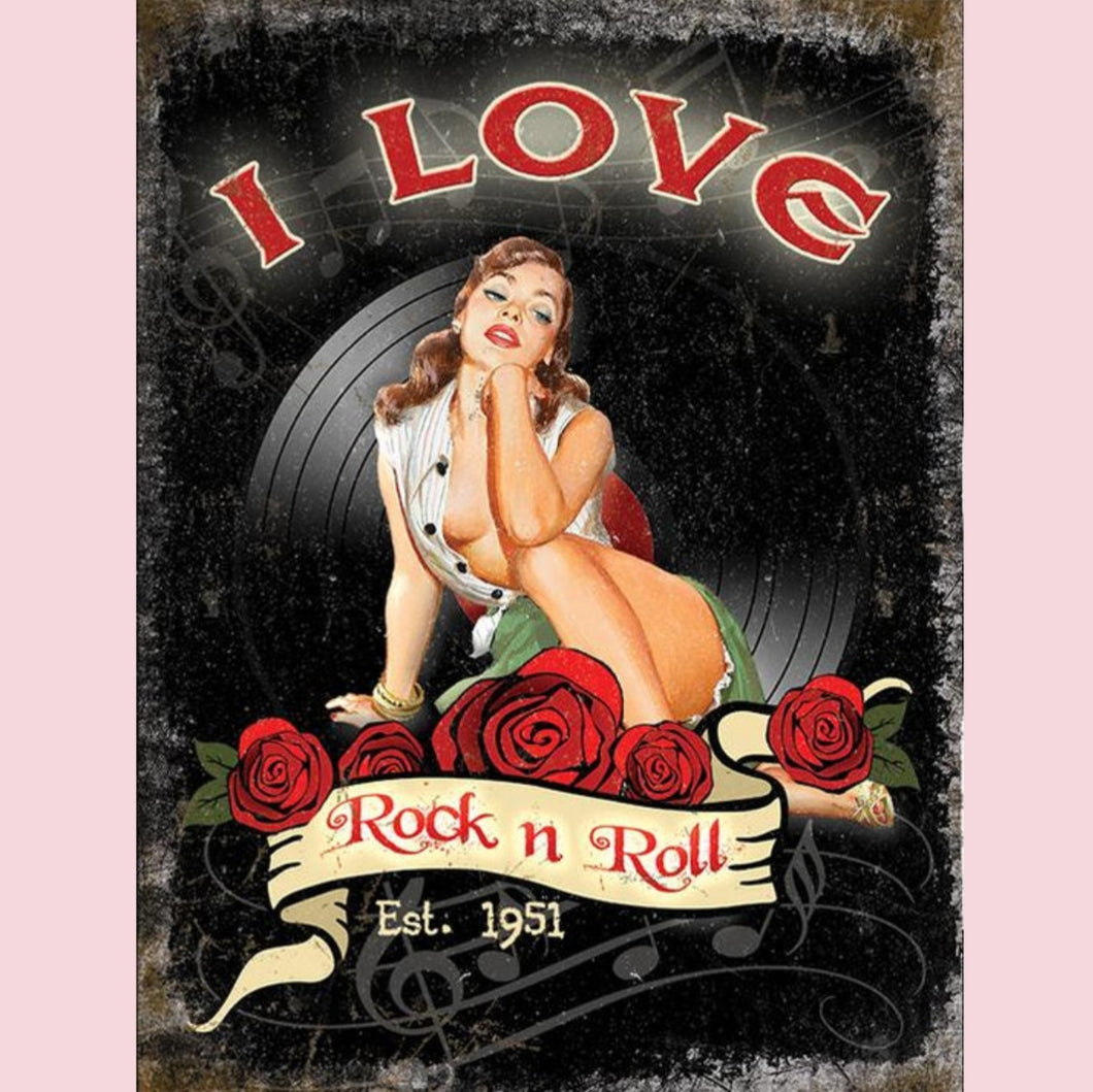 I Love Rock n Roll Large Metal Sign