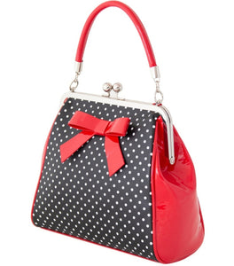 Banned Polka Starr 1950s Retro Handbag Black & Red