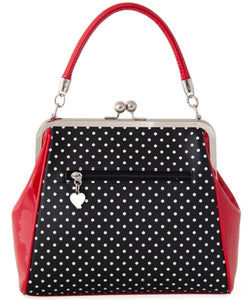 Banned Polka Starr 1950s Retro Handbag Black & Red