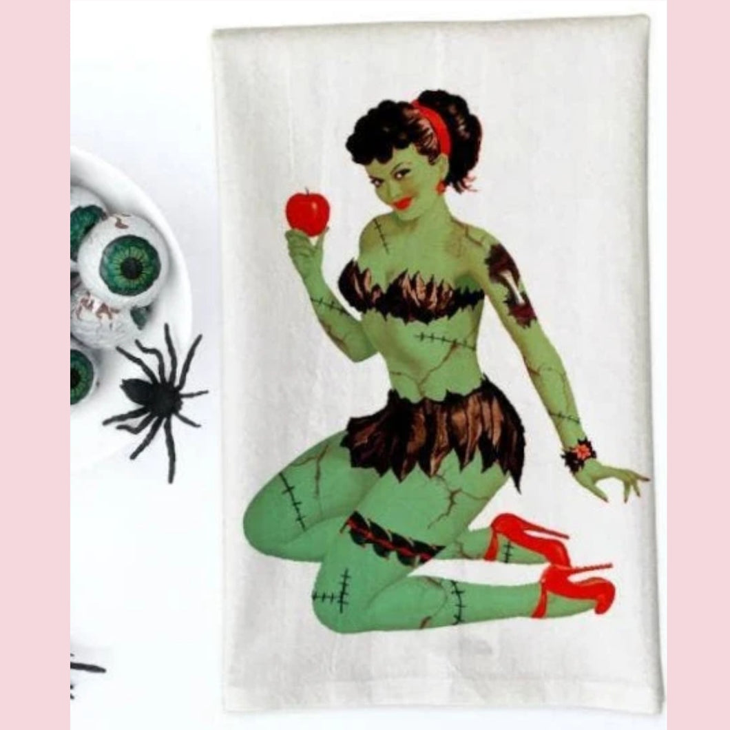 Zombie Pin Up Girl Dish Towel