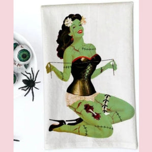 Zombie Pin Up Girl Dish Towel