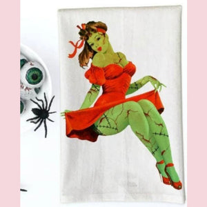 Zombie Pin Up Girl Dish Towel