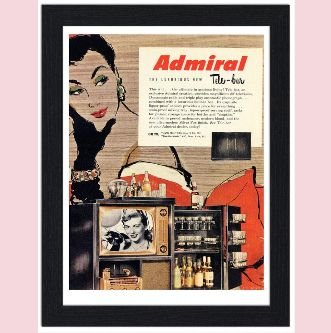 Admiral Tele-bar Vintage Advert 30x40 Unframed Art Print
