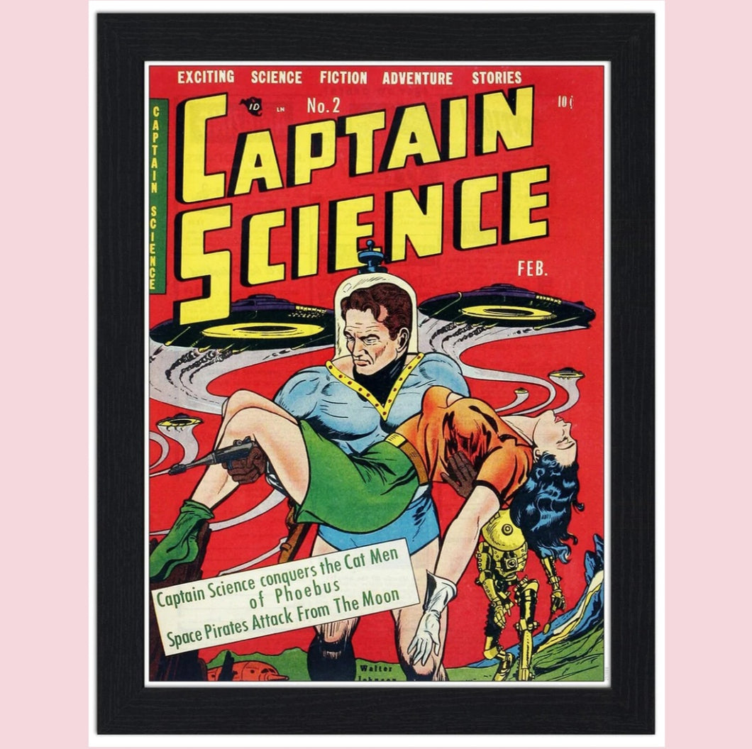 Captain Science Comic Cover 30x40 Unframed Art Print