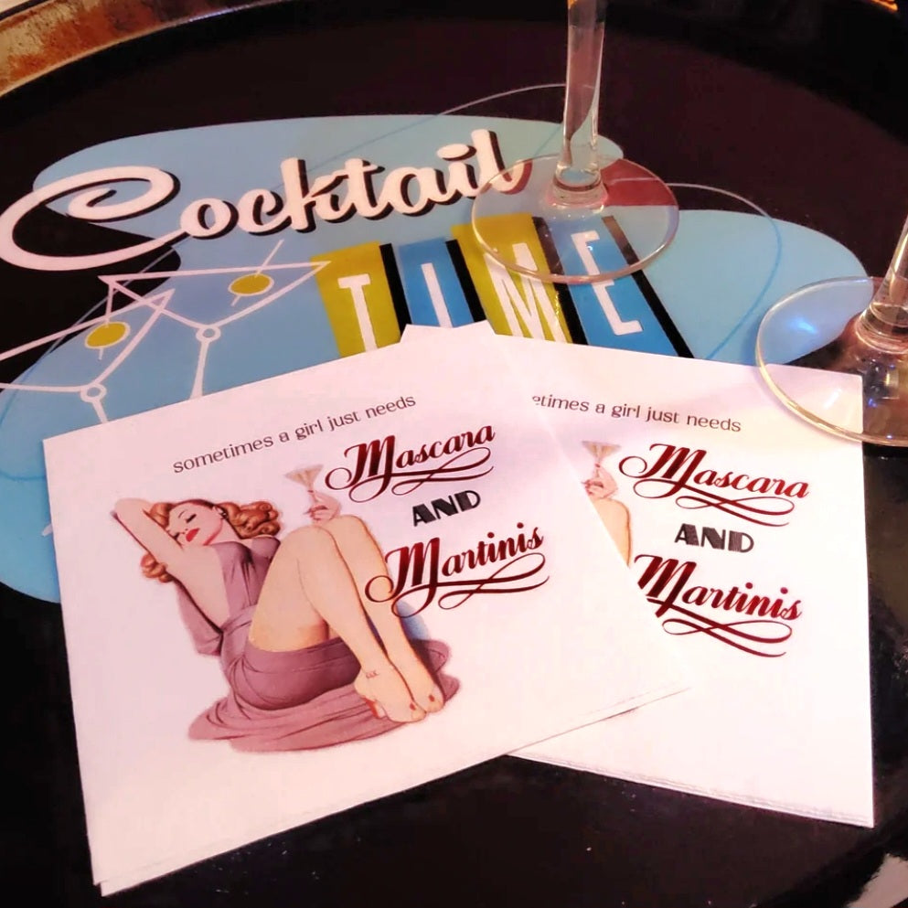 Mascara & Martinis Foil Cocktail Napkins