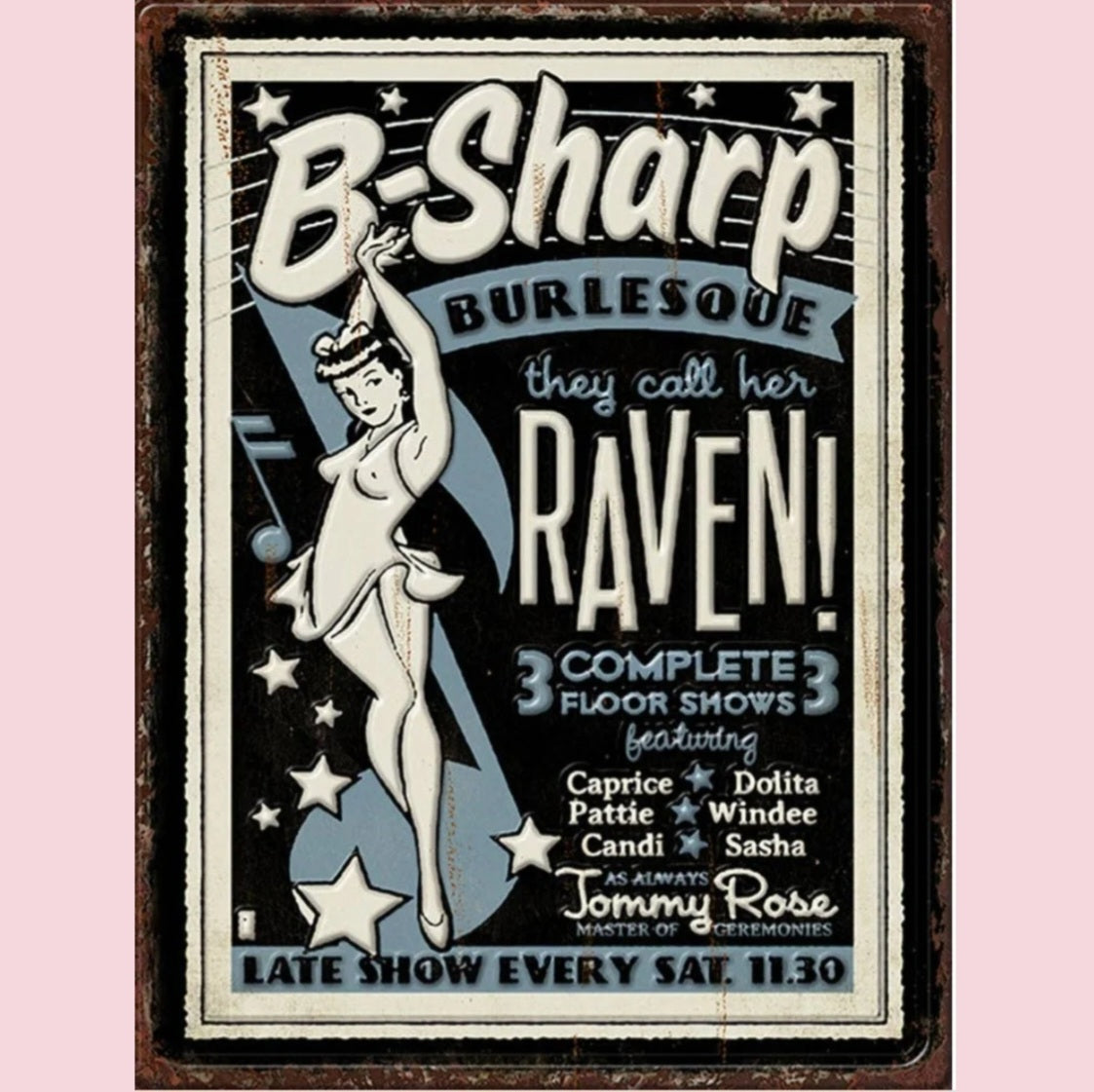 B-Sharp Burlesque Large 3D Vintage Metal Sign – The Flossie