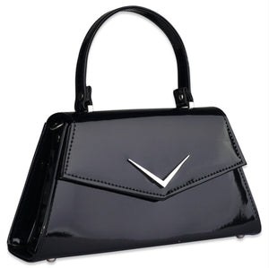 Liquorbrand Chevron Handbag Black Shine