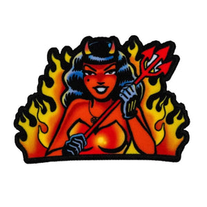 She Devil In Flames Iron On Patch