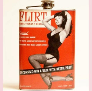 Bettie Page Flirt Magazine Cover Hip Flask