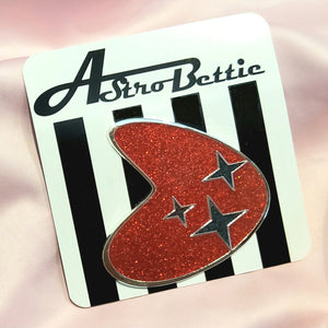 Astro Bettie Mid Century Boomerang Pin Red