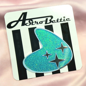 Astro Bettie Mid Century Boomerang Pin Turquoise