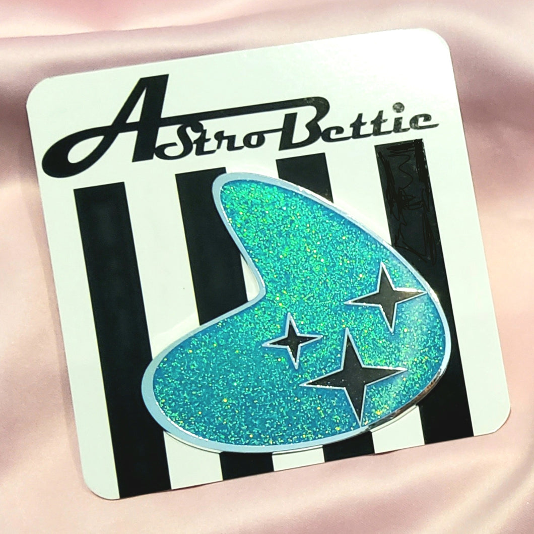 Astro Bettie Mid Century Boomerang Pin Turquoise