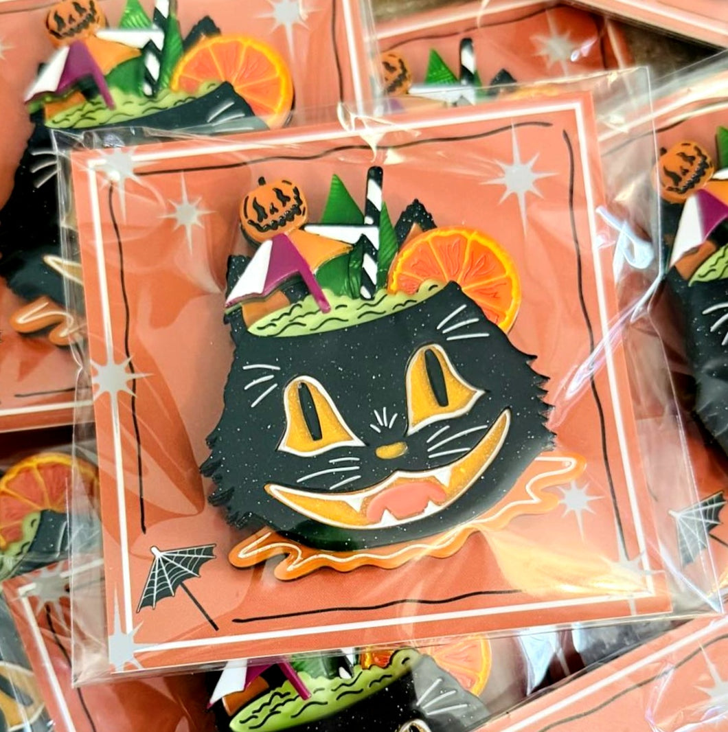 Lipstick & Chrome Black Magic Tiki Brooch