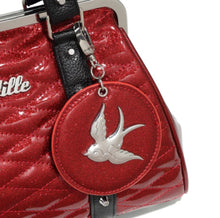 Load image into Gallery viewer, Lux de Ville Red Rum Love Bird Kiss Lock Handbag
