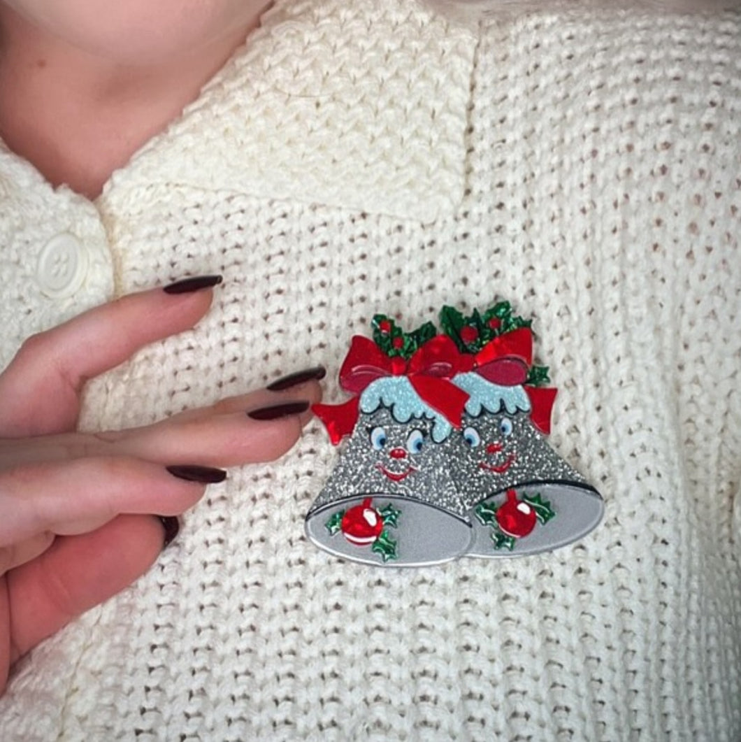 Silver Bells Brooch By Lipstick & Chrome