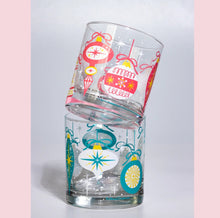 Load image into Gallery viewer, Set of 2 Atomic Drinkware Retro Ornaments Old Fashioned Rocks Cocktail Glasses
