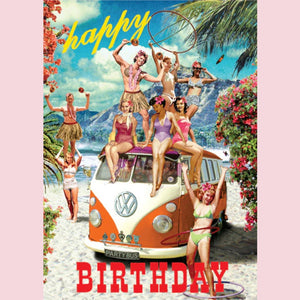 VW Beach Party Birthday Greetings Card